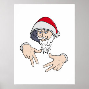 Póster Guay Gangsta Hip Hop Hand Rap Santa Claus
