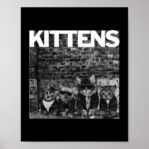 Póster Guay Gatos Gatitos Meow Banda De Rock Funny Cat Lo