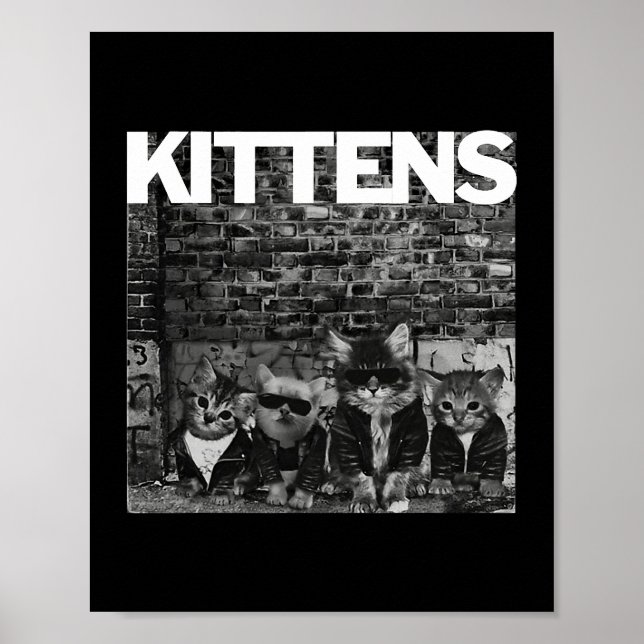 Póster Guay Gatos Gatitos Meow Banda De Rock Funny Cat Lo (Frente)