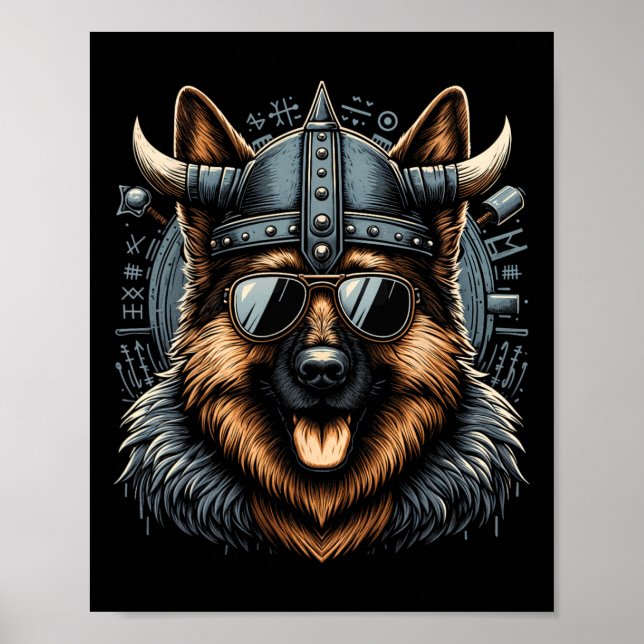 Póster Guay German Shepherd Dog Viking Art Style Christma (Frente)