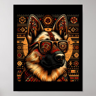 Póster Guay German Shepherd Ethnic Art Style Christma
