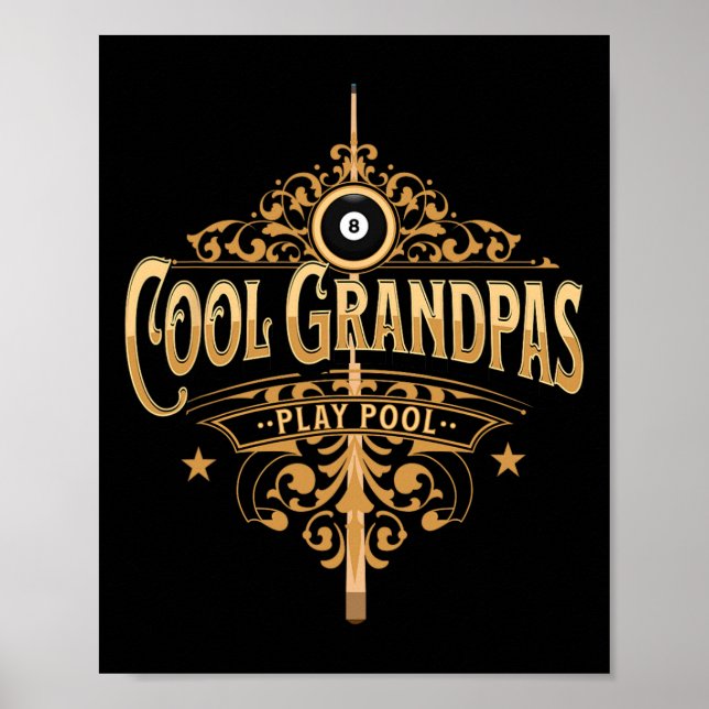 Póster Guay Grandpas Play Pool Pool Player Grandfather Bi (Frente)