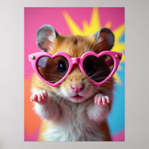 Póster Guay Hamster en Glasses - Pop Meme Mascota Art