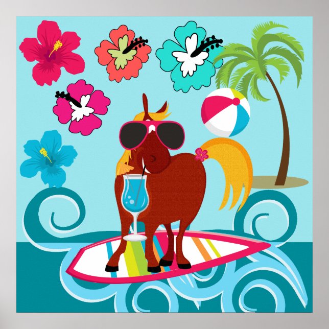 Póster Guay Horse Surfer Dude Summer Fun Beach Fiesta (Frente)