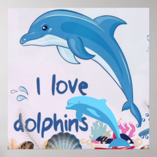 Póster Guay l Love Dolphins cita a amantes de los delfine