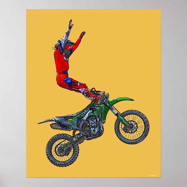 Póster Guay Motocross Extreme Freestyle Stunt Art 4 (Frente)