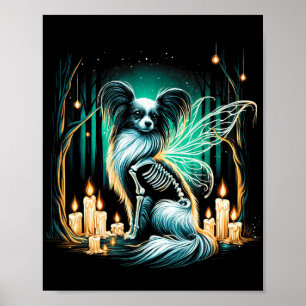 Póster Guay Papillon Dog Skeleton Halloween Dog Mom Dad C