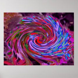Póster Guay Red, Blue and Pink Abstract Floral Swirl
