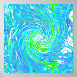 Póster Guay Resumen Retro Aqua y Lime Green Swirl