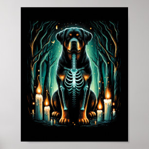 Póster Guay Rottweiler Dog Skeleton Halloween Dog Mom Dad