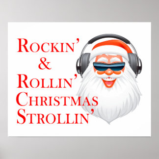 Póster Guay Santa Claus de Rockin con audífonos
