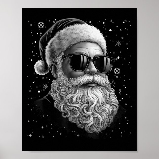 Póster Guay Santa Face Beard & amp; Gles Navidades Funny  (Frente)