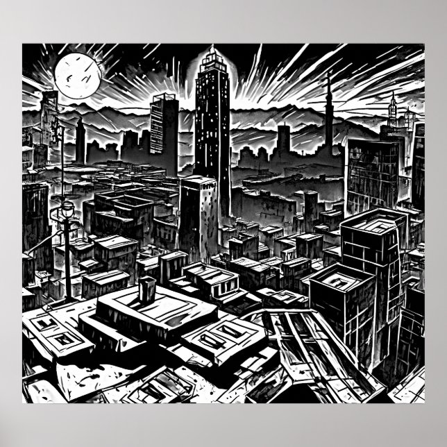 Póster Guay Sin City Ink Noir Poster - Vibe de historieta (Frente)