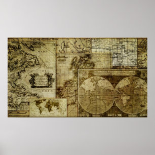 Póster Guay Vintage y mapas antiguos del mundo