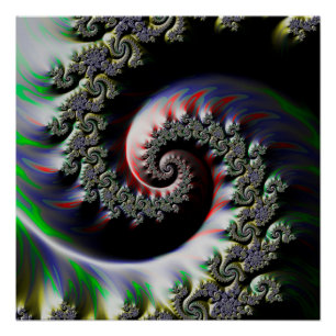 Póster Guay Wet Paint Fractal Swirl de colores primarios 