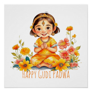 Póster Gudi Padwa Cute Chica
