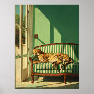 Póster Guepardo descansando en una habitación iluminada p