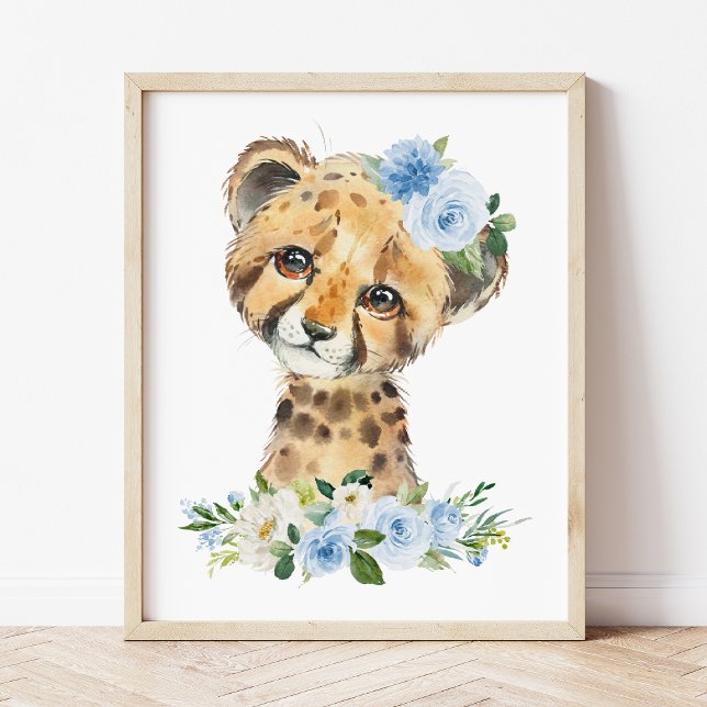 Póster Guepardo, Safari, Jungla, Flores Azules, Habitació (Subido por el creador)