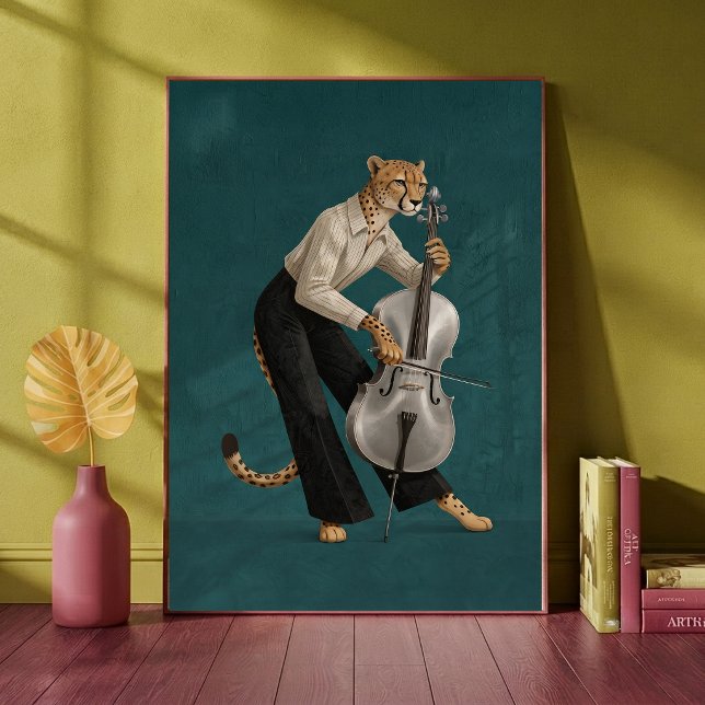 Póster Guepardo Sofisticado Tocando el Cello Musical  (Subido por el creador)