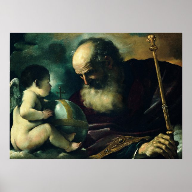 Póster Guercino - Dios el padre y el ángel - 1620 (Frente)