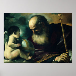 Póster Guercino - Dios el padre y el ángel - 1620