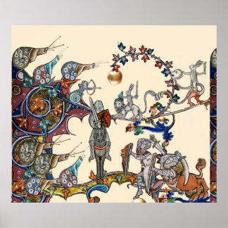 PÓSTER GUERRA BESTIARIA MEDIEVAL, COLCHAS, CRIADA DE FRAN