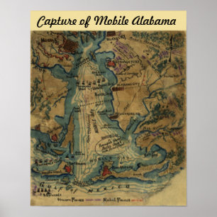 Póster Guerra civil - captura de Alabama móvil - mapa