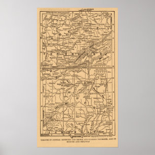 Póster Guerra civil Kentucky y Tennessee Medio y Oriente