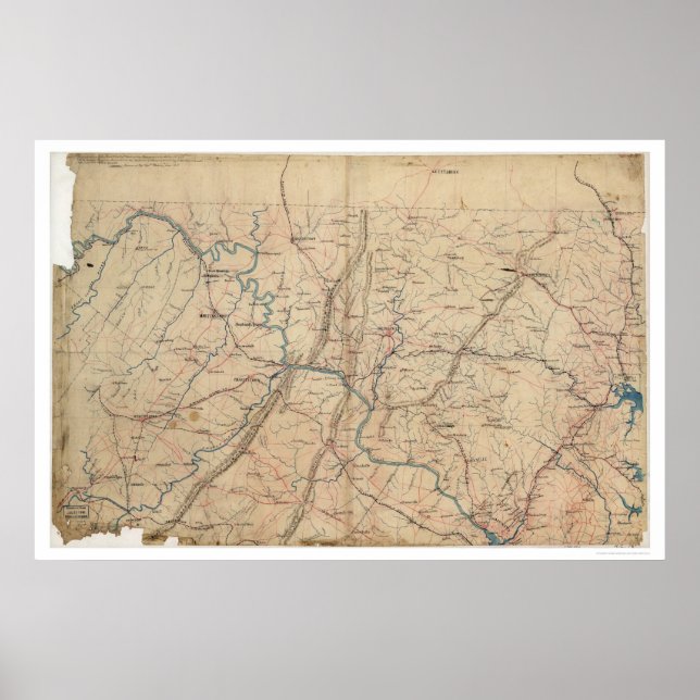 Póster Guerra civil topográfica de Washington DC 1861 (Frente)