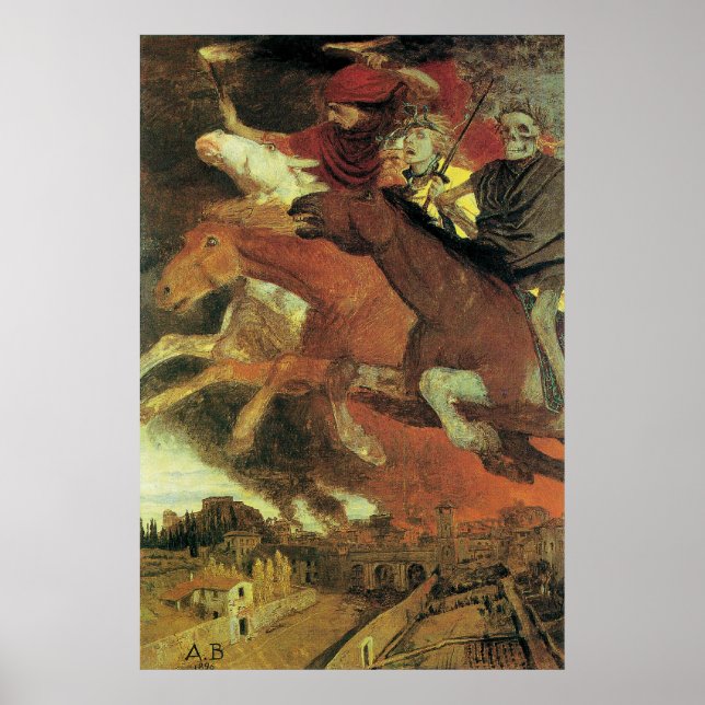 Póster Guerra de Arnold Bocklin, Bella Artes del Simbolis (Frente)