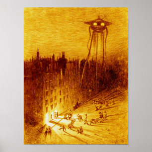 Póster Guerra de los Mundos H G Wells Alvim Corréa 1906