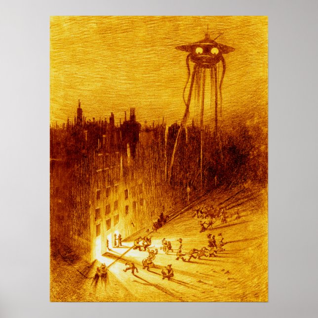 Póster Guerra de los Mundos H G Wells Alvim Corréa 1906 (Frente)