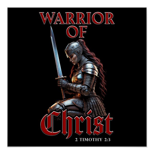 Póster Guerrera de Cristo 2 Timoteo 2:3 Cristiano  (Anverso)