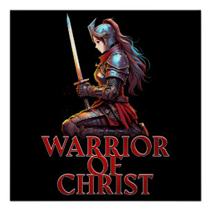 Póster Guerrera de Cristo Oración de la Biblia Cristiana