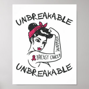 Póster Guerrera del cáncer de mama rosa irrompible Superv