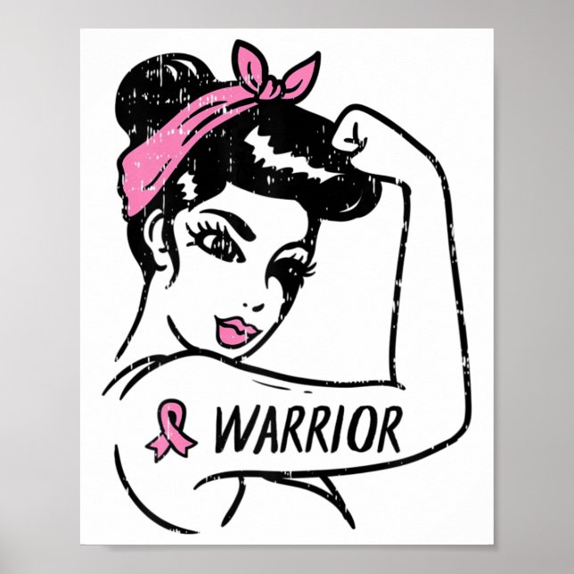 Póster Guerrera del cáncer de mama Rosie Riveter Mujeres  (Frente)