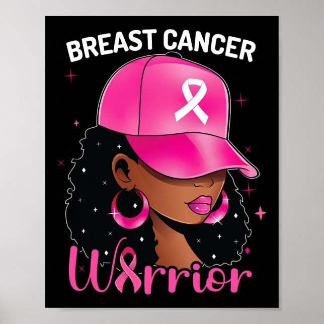 Póster Guerrera del Cáncer Mujer Negra Concienciación sob (Frente)