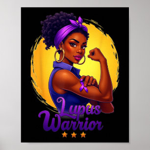 Póster Guerrera del Lupus Afro Mujer Negra Lleva Cinta Mo