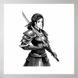 Póster Guerrera samurái japonesa - mujer