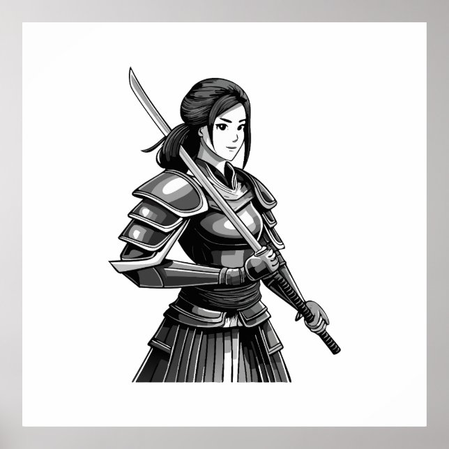Póster Guerrera samurái japonesa - mujer (Frente)