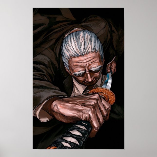 Póster Guerrero anciano con espada (Frente)
