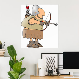 Póster Guerrero Arquero Medieval Divertido Caballero con 