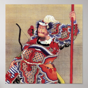 Póster Guerrero, Bella Artes japonés de Hokusai