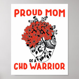 Póster Guerrero Chd Orgullosa Mamá Bonito Corazón Floral