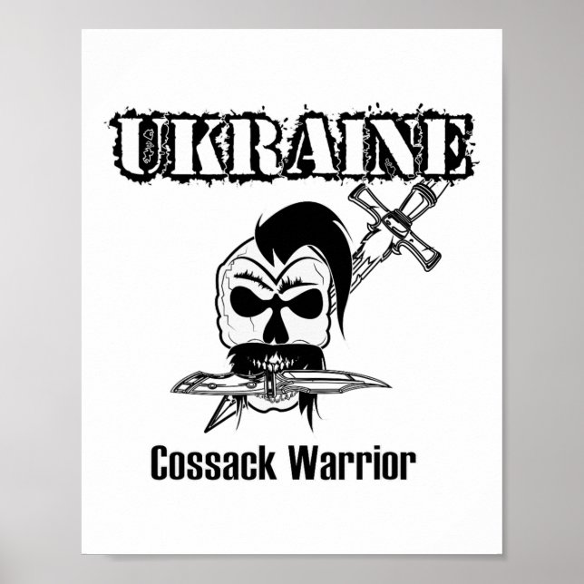Póster Guerrero cosaco de Ucrania - Apoyar a Ucrania (Frente)