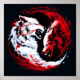 Póster Guerrero Cósmico Blanco Rojo