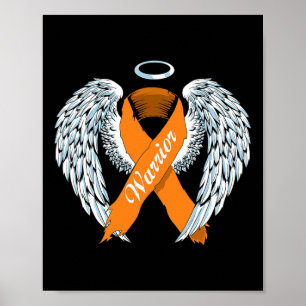 Póster Guerrero De Concienciación Naranja Ribbon Y Angel 