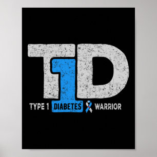 Póster Guerrero de diabetes tipo 1 T1d Conciencia Cinta d