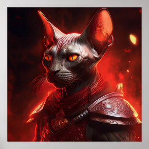 Póster Guerrero de gato esfinge de otra galaxia