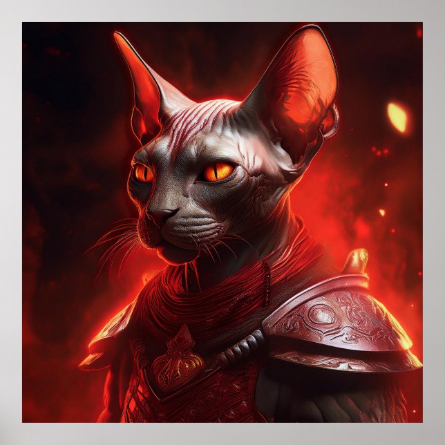 Póster Guerrero de gato esfinge de otra galaxia (Frente)
